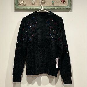 New ModCloth chenille black multicolored candy, confetti sweater women’s small